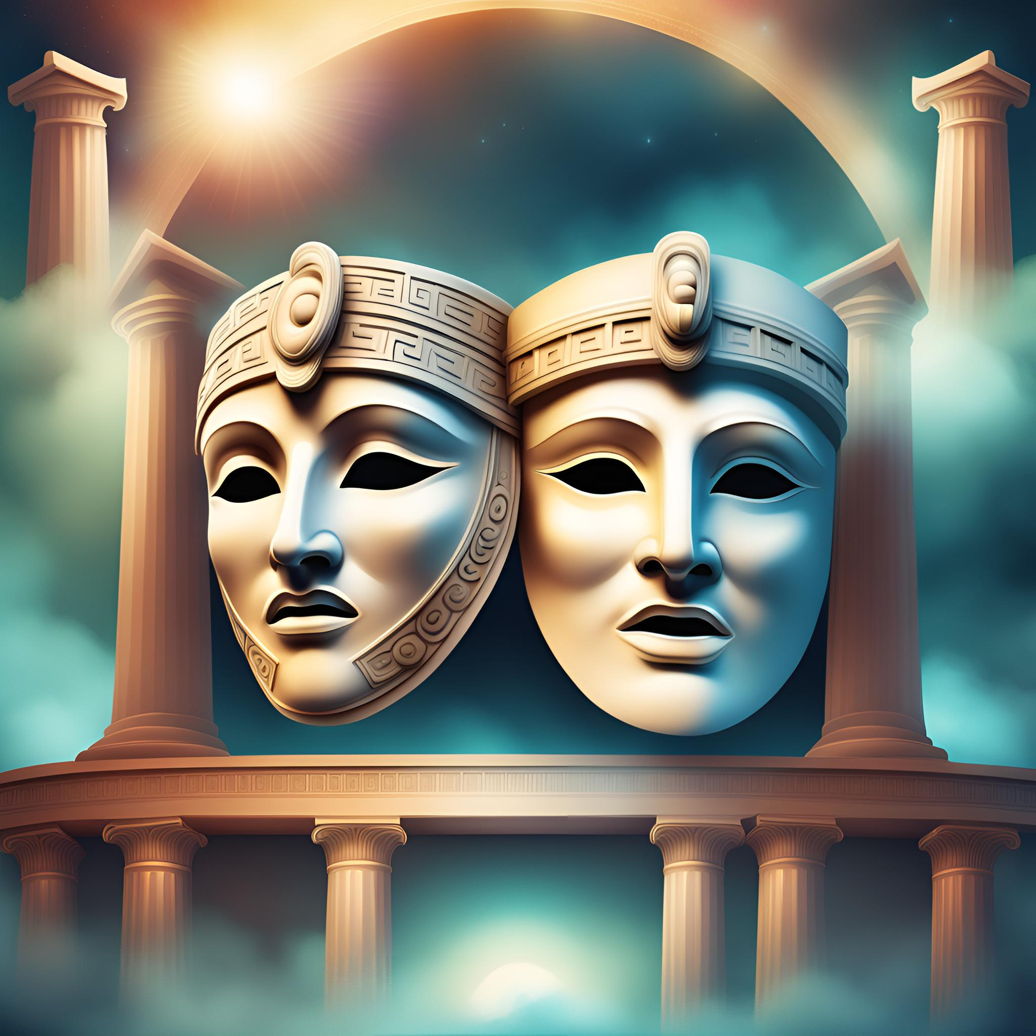 Ancient Greek theater masks male and female